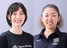 photo:Ayaka Sugiura, player and Manami Komatsu, trainer of Ligare Sendai