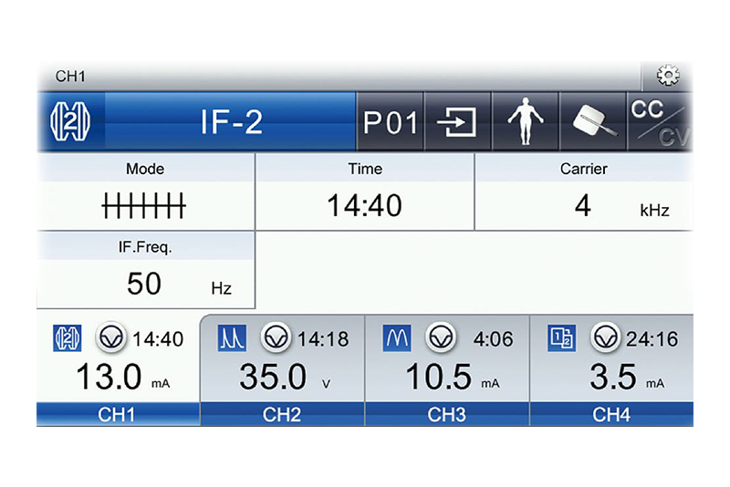 4 INDEPENDENT ELECTROTHERAPY CHANNELS