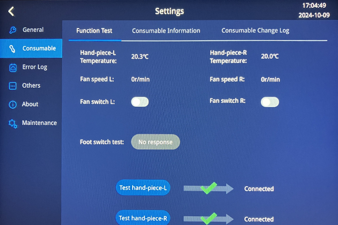 HANDPIECE TEMPERATURE AND USAGE MONITORING